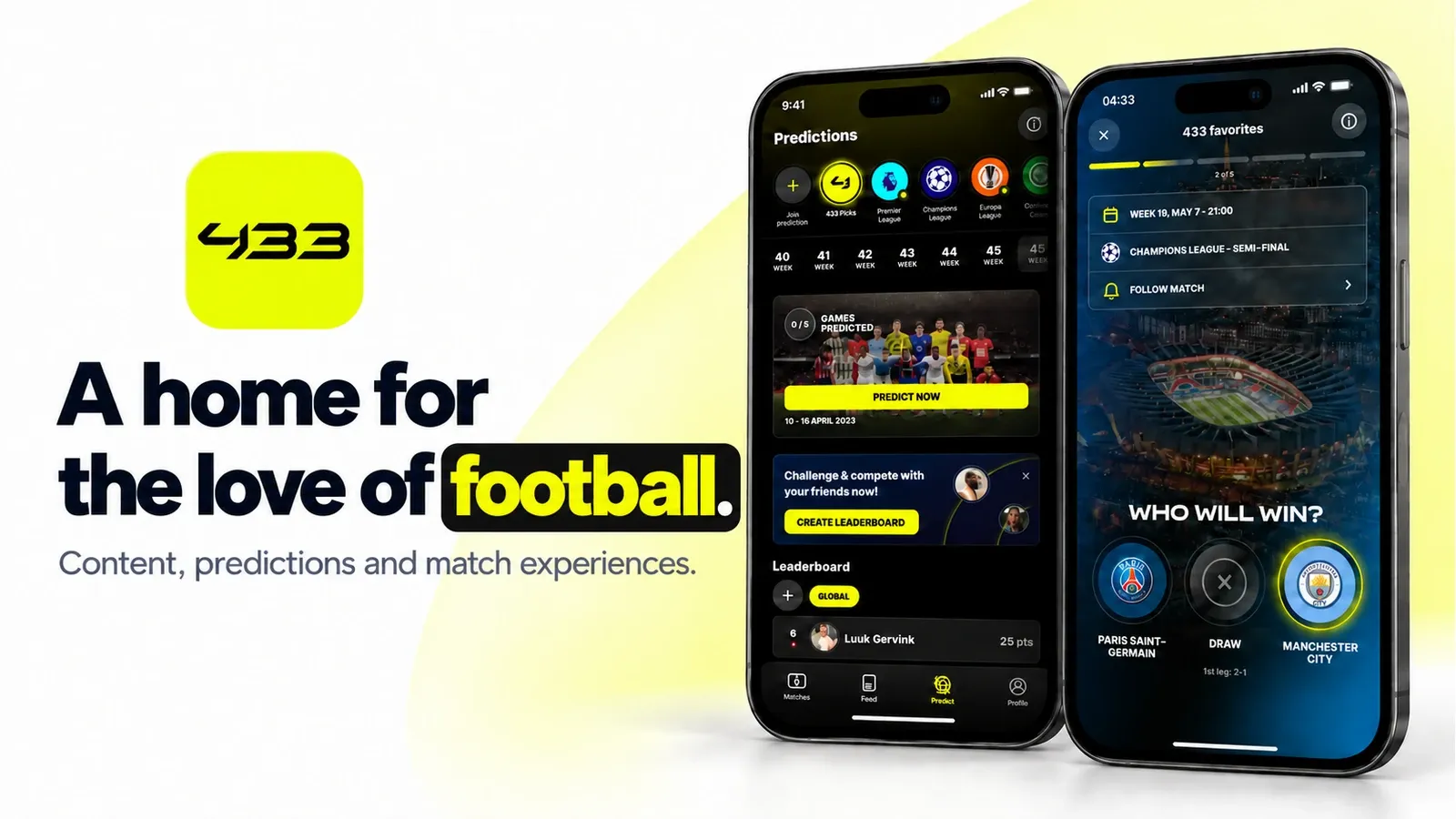 433 Football match experiences and predictions presented on iPhone