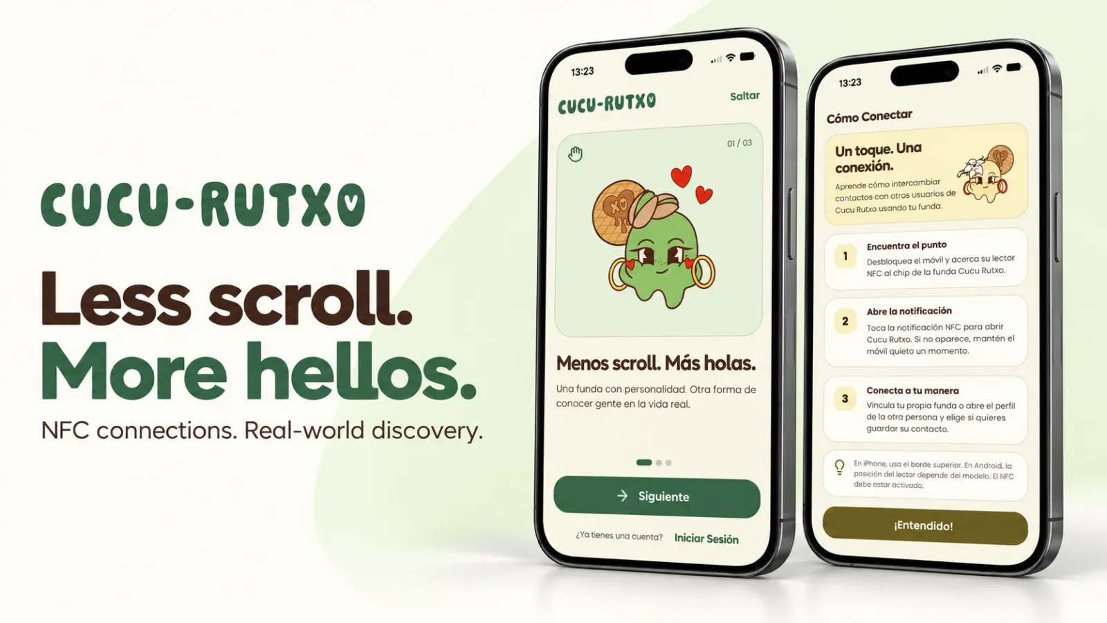 Cucu Rutxo project thumbnail with onboarding and NFC guide screens in phone mockups